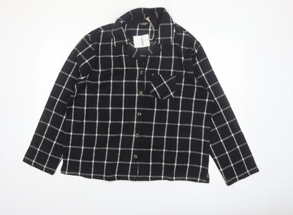 This is Unfolded Women's Black Check Flannel Pyjama Top UK 16