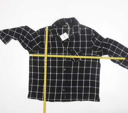 This is Unfolded Women's Black Check Flannel Pyjama Top UK 16