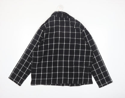 This is Unfolded Women's Black Check Flannel Pyjama Top UK 16