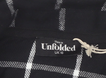 This is Unfolded Women's Black Check Flannel Pyjama Top UK 16