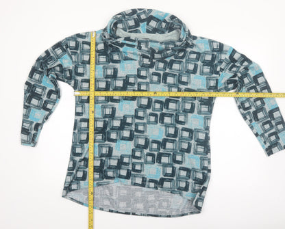 TIGI Women’s Blue Geometric Cowl Neck Long Sleeve Top Size 14
