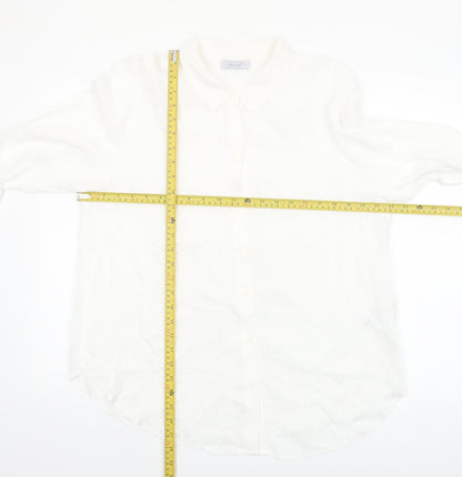 Marks and Spencer Women White Button-Up Shirt UK 16 Classic Long Sleeve