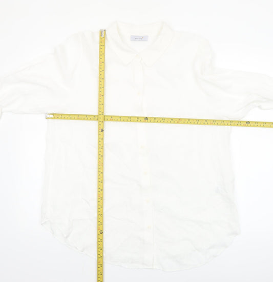 Marks and Spencer Women White Button-Up Shirt UK 16 Classic Long Sleeve