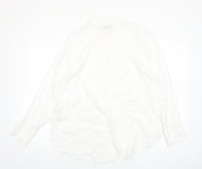 Marks and Spencer Women White Button-Up Shirt UK 16 Classic Long Sleeve
