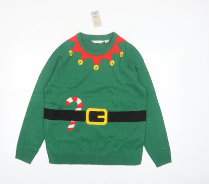 Esmara Womens Green Christmas Elf Pullover Jumper Size 12