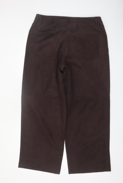 Marks and Spencer Women's Brown Regular Fit Straight Leg Trousers Size 16