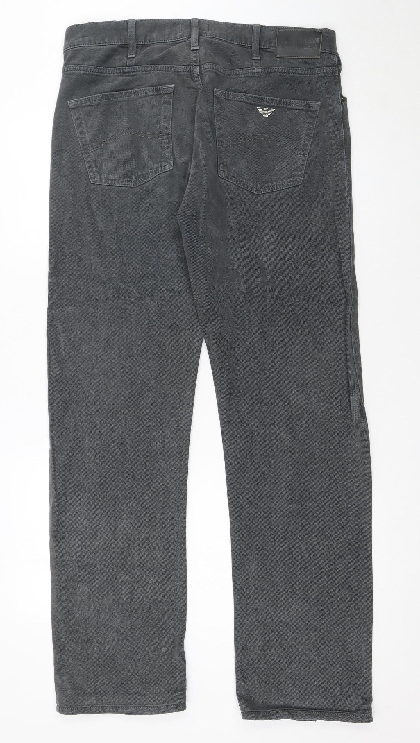 Armani Jeans Men's Grey Straight Leg Denim Jeans 34W 33L