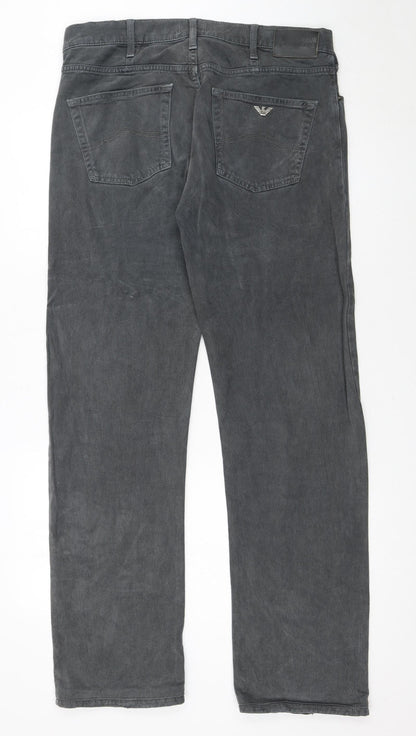 Armani Jeans Men's Grey Straight Leg Denim Jeans 34W 33L
