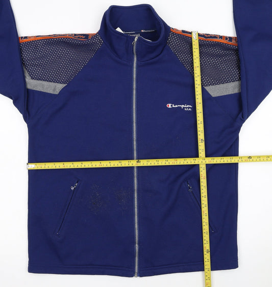 Champion Men's Blue Medium Full Zip Track Jacket 90s Sports Style