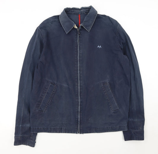 Burberry Men Blue XL Bomber Jacket Cotton Zip Casual Classic