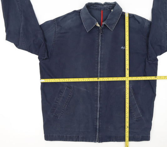 Burberry Men Blue XL Bomber Jacket Cotton Zip Casual Classic