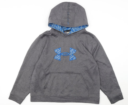 Under Armour Boys Grey Pullover Hoodie YXL Loose Fit Performance Fleece