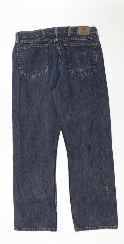 Wrangler Men's Blue Relaxed Straight Denim Jeans 34x30