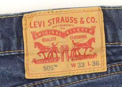 Levi’s 505 Men’s Blue Straight Jeans W32 L36 Mid Rise Denim