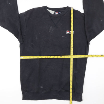 Fila Men's Black Logo Pullover Sweatshirt L Regular Fit Crew Neck