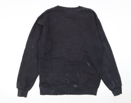 Fila Men's Black Logo Pullover Sweatshirt L Regular Fit Crew Neck
