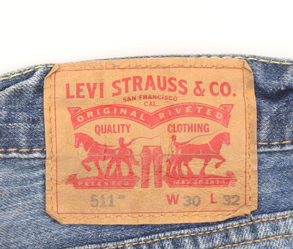 Levi Strauss Men's Blue 511 Slim Fit Straight Jeans W30 L32