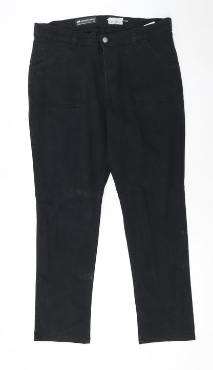 Lee Women Black Straight Jeans Size 16 Stretch Denim