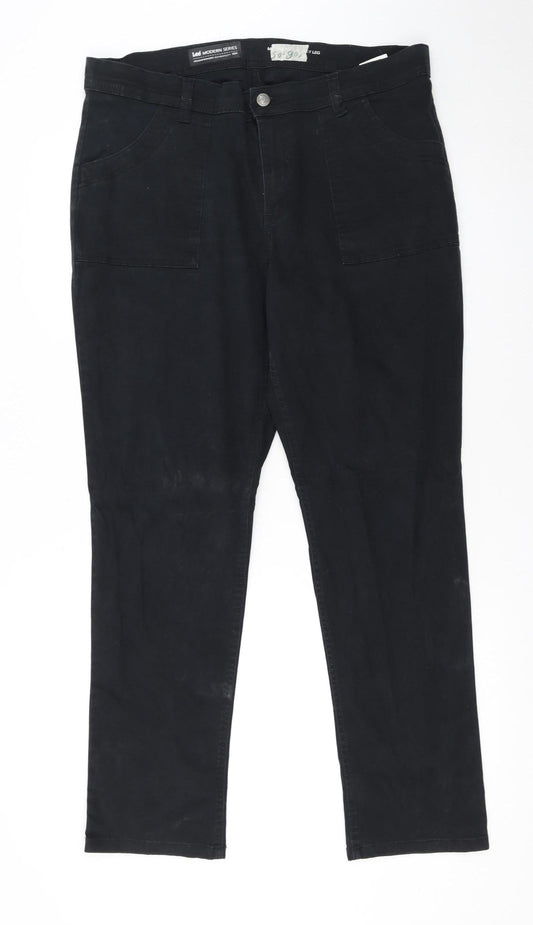 Lee Women Black Straight Jeans Size 16 Stretch Denim