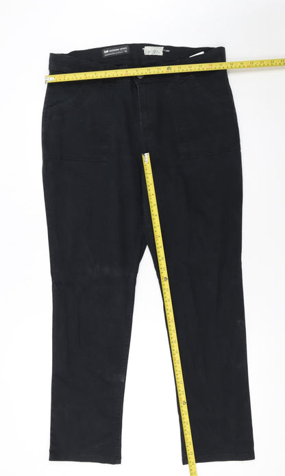 Lee Women Black Straight Jeans Size 16 Stretch Denim