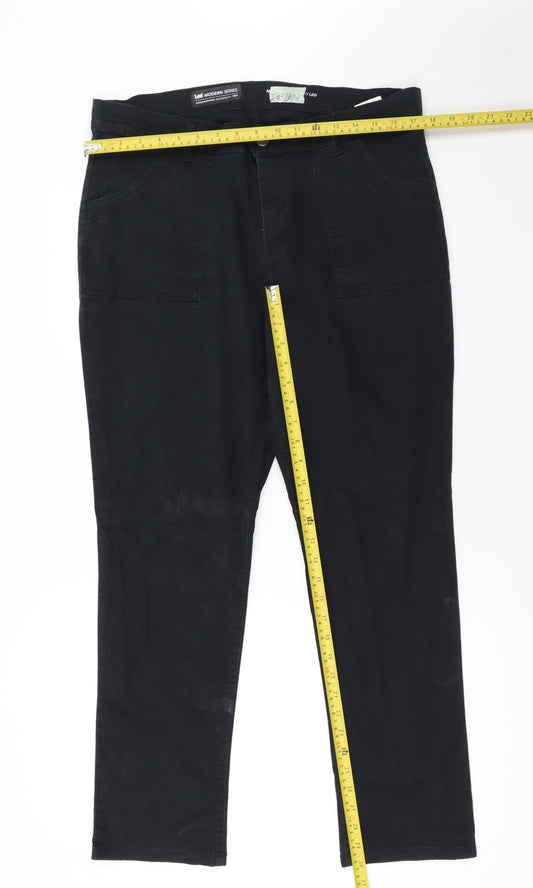 Lee Women Black Straight Jeans Size 16 Stretch Denim