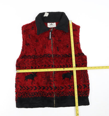 Black Mountain Womens Red Fleece Outdoor Zip Waistcoat Small