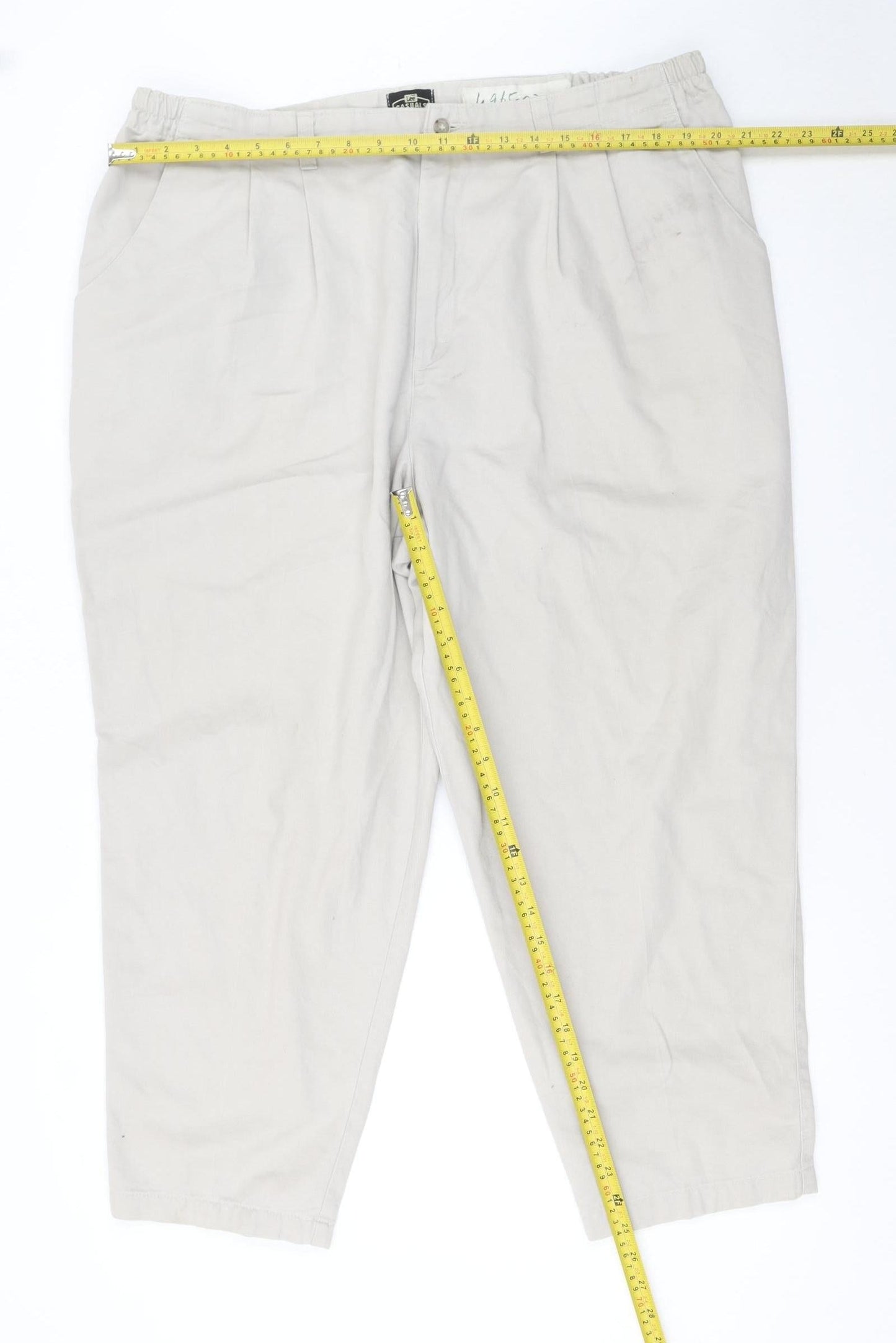 Lee Womens Beige Chino Trousers Size 22 Petite Cotton Pleated