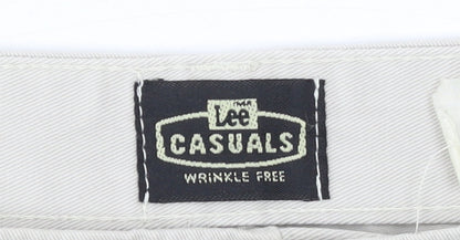 Lee Womens Beige Chino Trousers Size 22 Petite Cotton Pleated