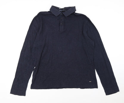 Hugo Boss Men's Blue Slim Fit Long Sleeve Polo Shirt XXL