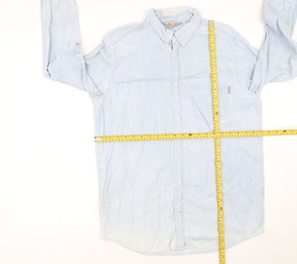 Carhartt Men's Blue Cotton Button-Up Long Sleeve Shirt M