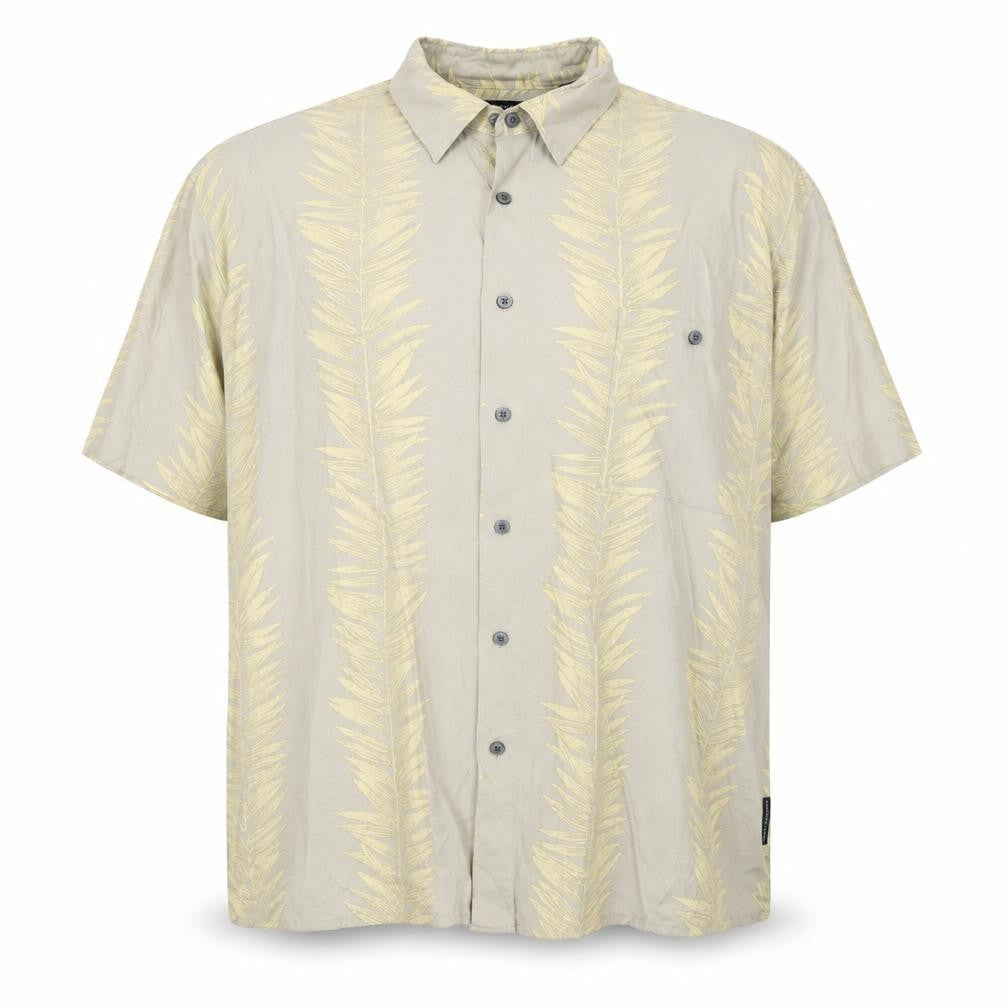Natural Issue Men’s Beige Tropical Viscose 2XL Short Sleeve Button-Up Shirt