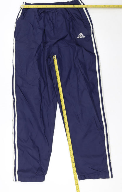Adidas Men's Blue Track Pants M Elastic Waist Snap Side Stripe