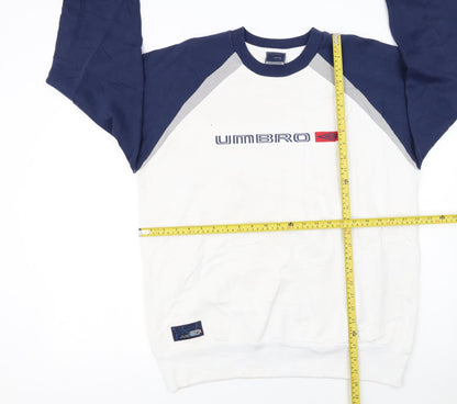 Umbro Men's White Navy L Pullover Sweatshirt Vintage Sportswear