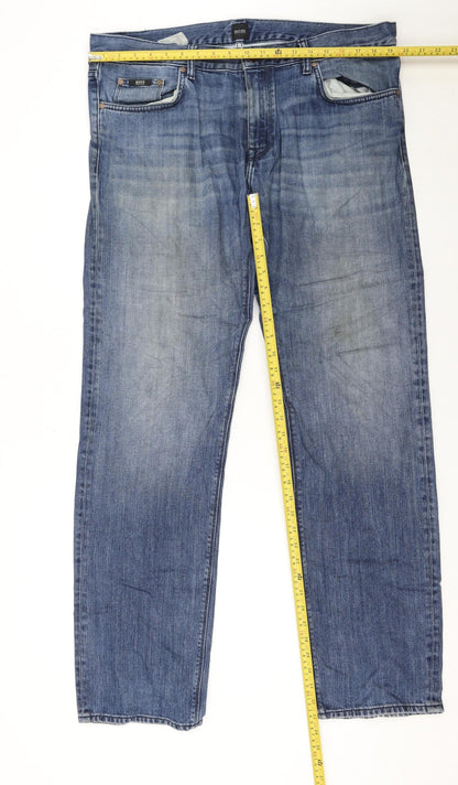 Hugo Boss Men's Blue Straight Denim Jeans 38x34 Classic Fit