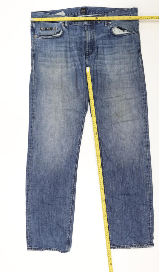 Hugo Boss Men's Blue Straight Denim Jeans 38x34 Classic Fit