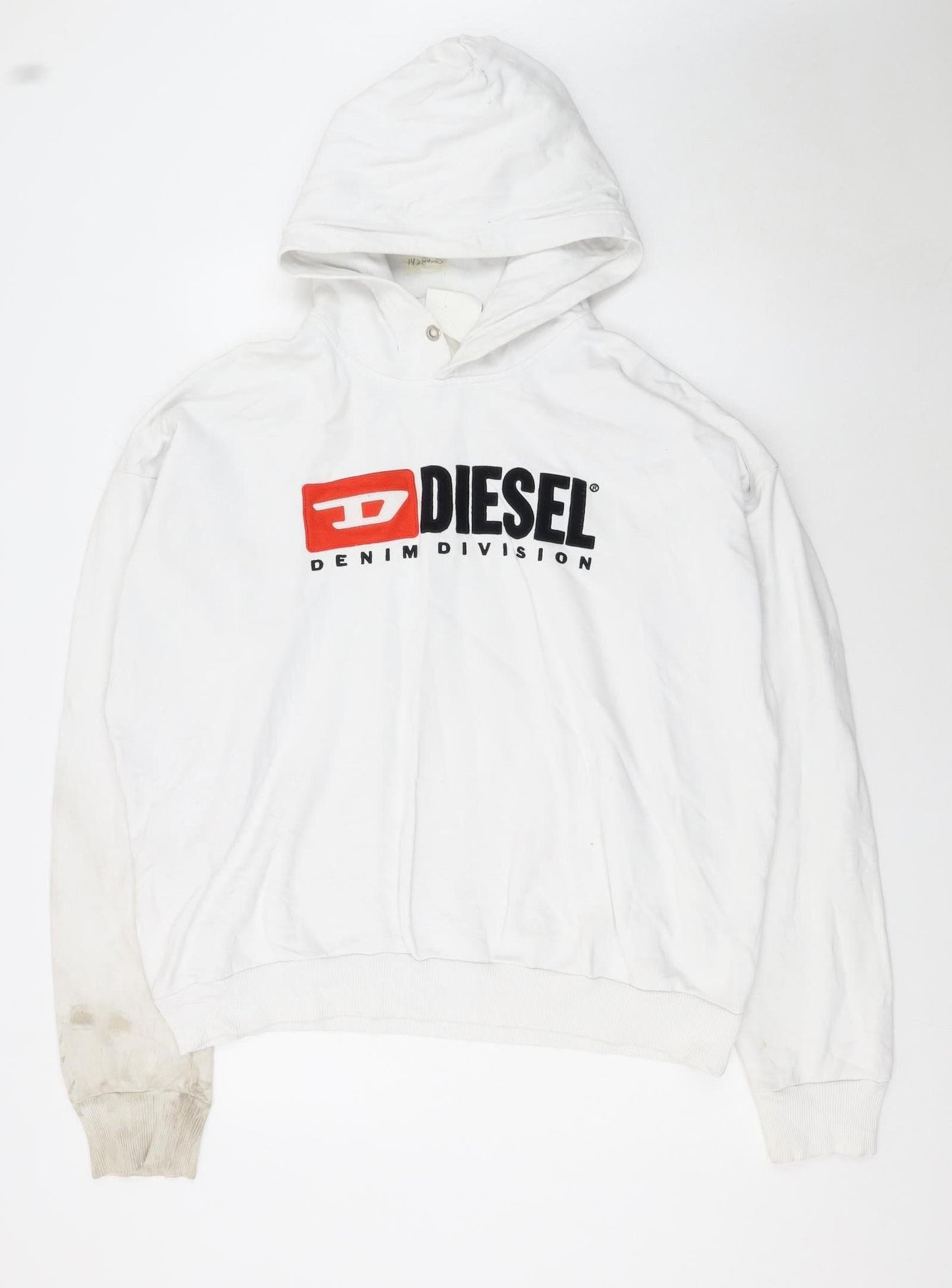 Diesel Mens White XXL Pullover Hoodie Cotton Graphic Logo