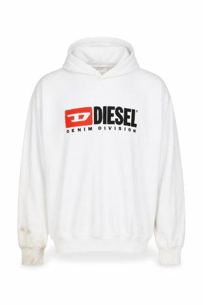 Diesel Mens White XXL Pullover Hoodie Cotton Graphic Logo