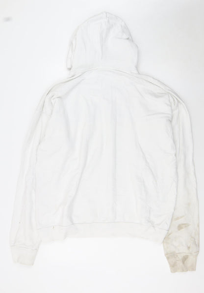 Diesel Mens White XXL Pullover Hoodie Cotton Graphic Logo