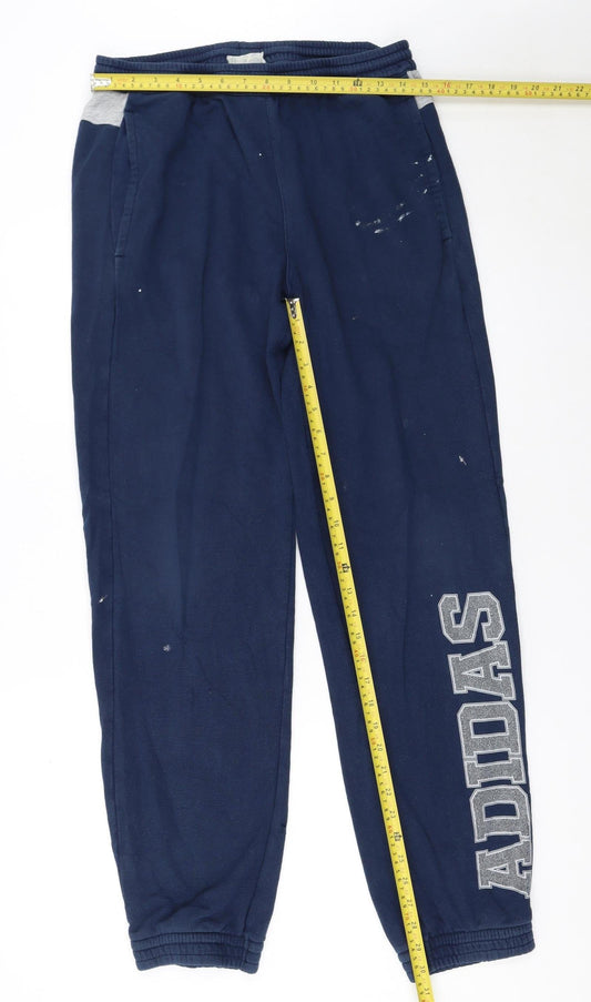 Adidas Mens Blue Jogger Sweatpants Size M Elastic Waist Sportswear