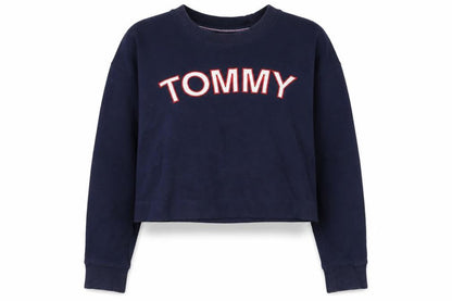 Tommy Hilfiger Women Navy Blue Cotton Blend Pullover Sweatshirt L