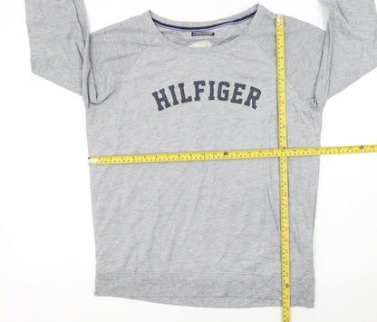 Tommy Hilfiger Women Grey L Pullover Sweatshirt Classic Logo