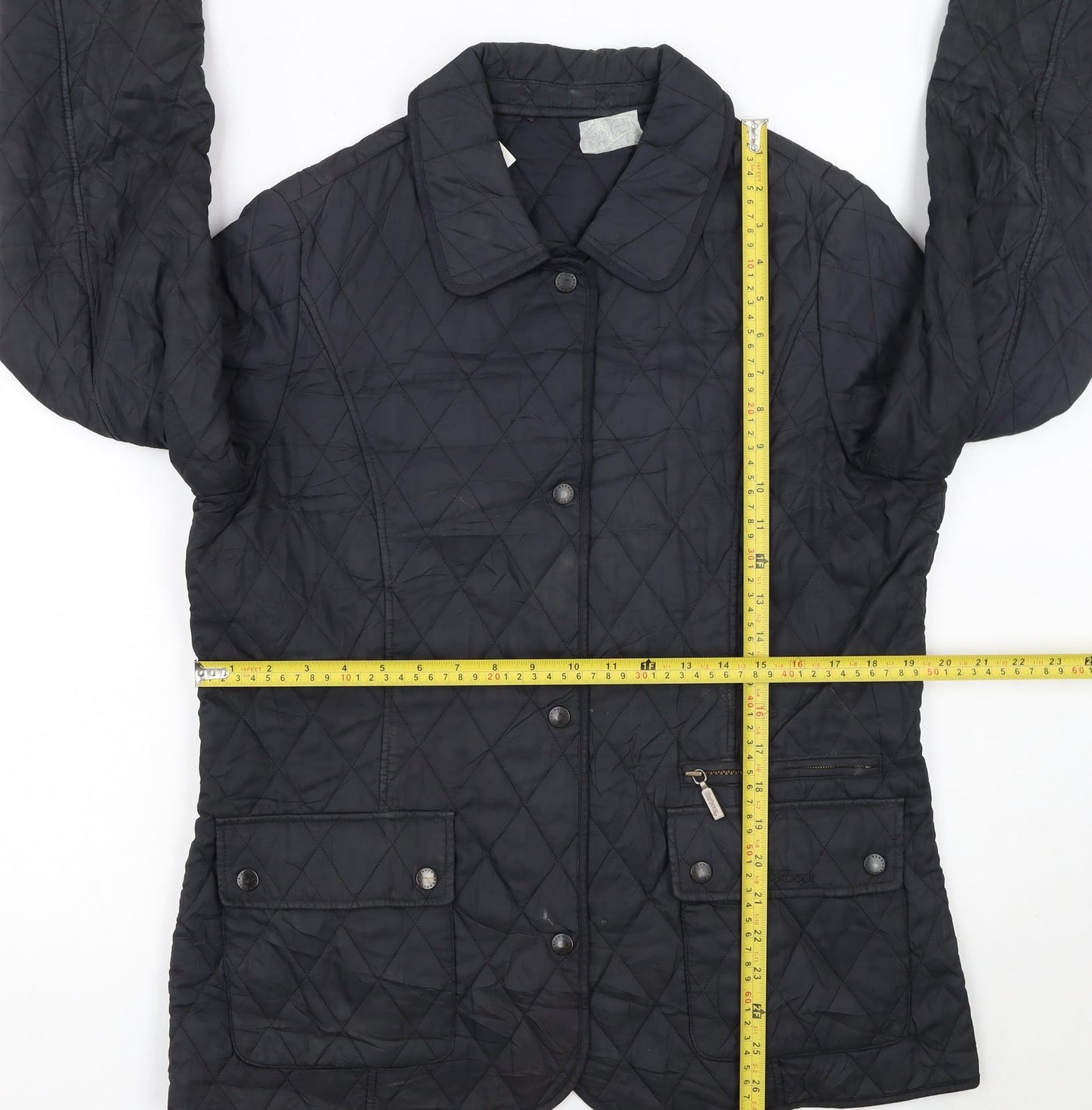 Barbour Women's Black Quilted Mid-Length Jacket Size 14