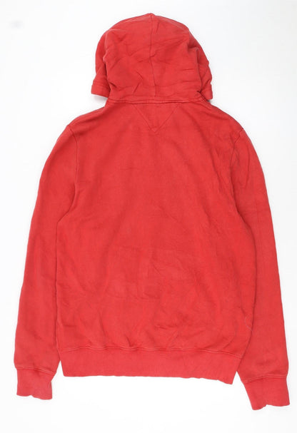 Tommy Hilfiger Men’s Red Full Zip Hoodie XL Fleece Logo Sweatshirt