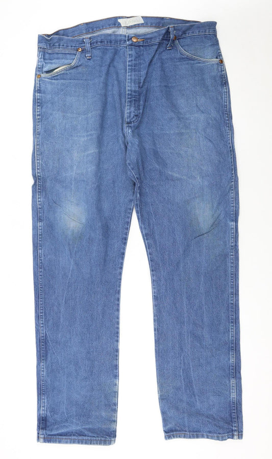 Wrangler Men's Blue 42x34 Straight Fit Denim Jeans