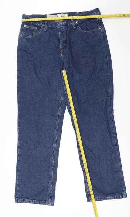 Wrangler Men's Blue 16x32 Straight Leg Denim Jeans