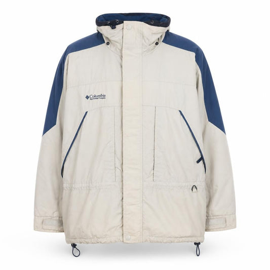 Columbia Men's Beige Blue XL Windbreaker Hooded Jacket