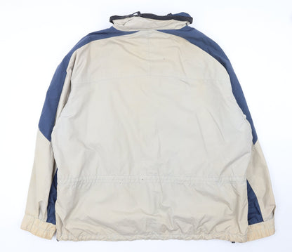 Columbia Men's Beige Blue XL Windbreaker Hooded Jacket
