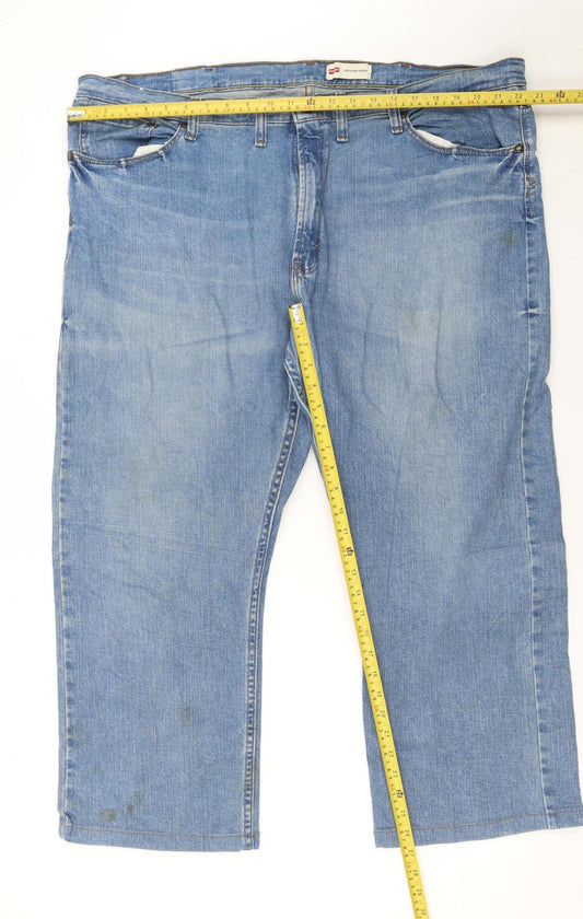 Wrangler Men's Blue Straight Denim Jeans 44x30 Relaxed Fit