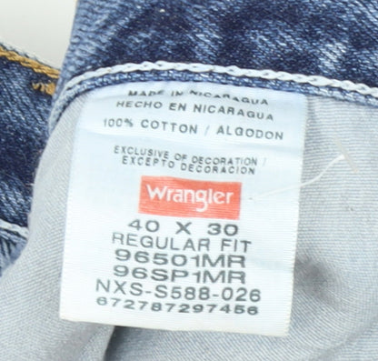 Wrangler Men’s Blue 40x30 Regular Fit Straight Denim Jeans