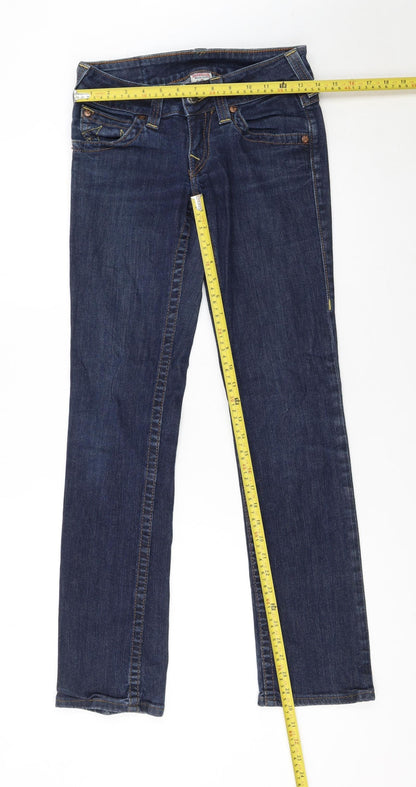 True Religion Women Blue Slim Straight Jeans Size 25 Denim USA Made